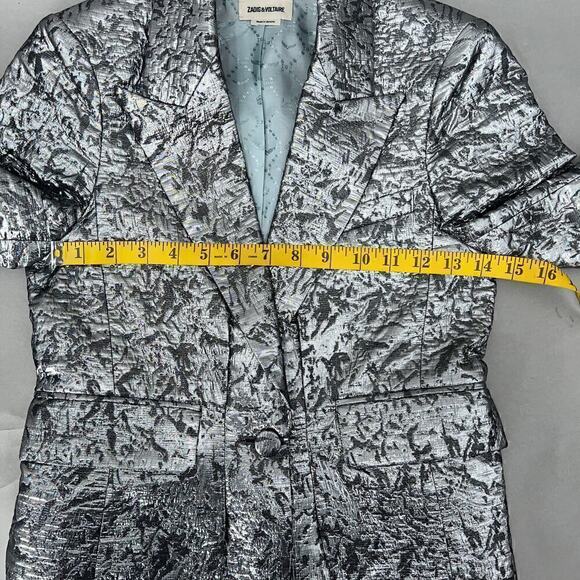 Zadig & Voltaire Metallic Jacket Womens XS Futuristic Edgy Maximalist Cyberpunk - Picture 8 of 12